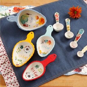 The Pioneer Woman Floral Measuring Cups and Spoons Set - Red, Yellow, Blue